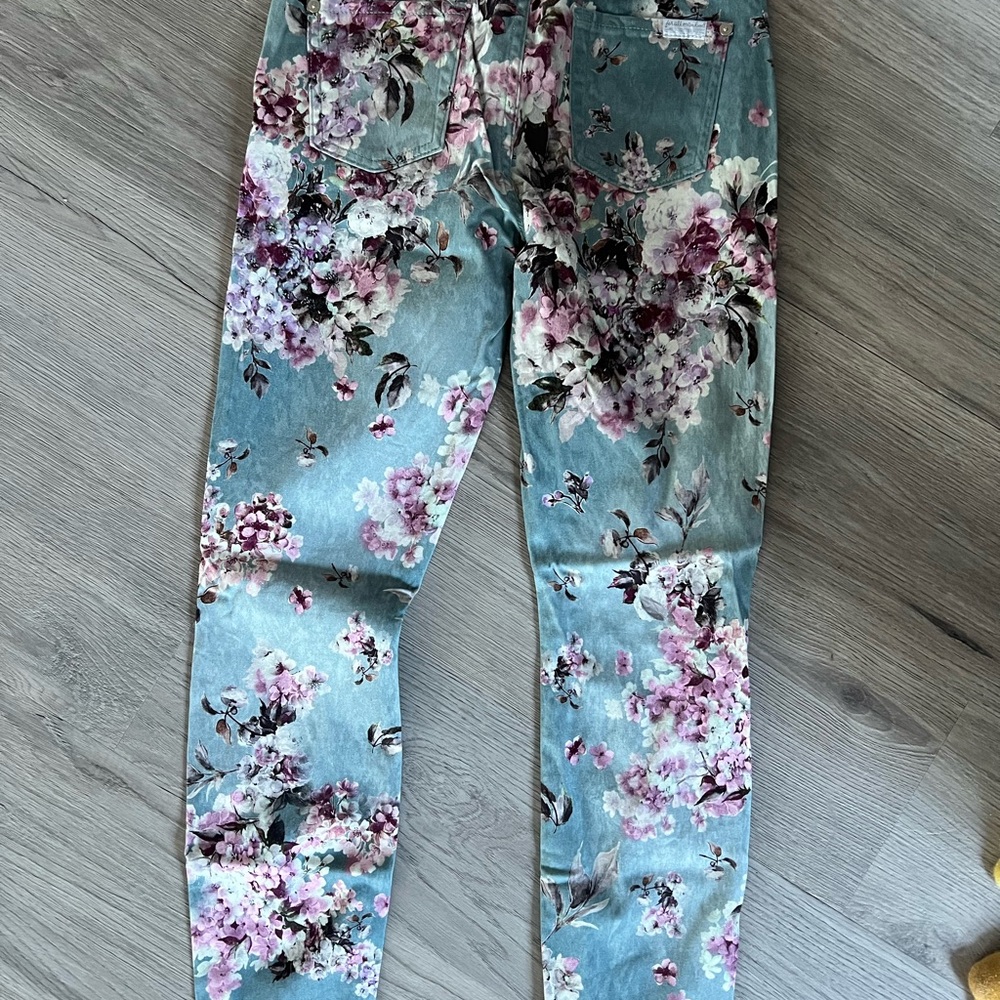 Skinny Blue Floral Print Seven Jeans